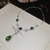 Conjunto de Pendientes y Collar Geométricos de Zirconia Estilo Palacio Europeo y Americano, Cadena de Clavícula de Moda, Joyería de Lujo Ligero y de Alta Gama para Mujer