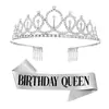 Tiara de Coroa Rainha do Aniversário Transfronteiriça Faixa de Cabeça Rainha do Aniversário com Strass Decoração de Cabelo para Festa