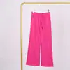 Calça Longa Feminina Lulu de Cintura Alta Solta Emagrecedora para Yoga Esportes Fitness com Sensação de Pele e Cordão