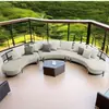 Conjunto de Móveis de Sofá de Rattan para Jardim Externo, Impermeável para Pátio, Alumínio em Forma de Arco para Varanda de Hotel, Cadeiras de Rattan para Lazer