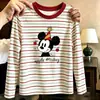 Camiseta de manga larga a rayas de algodón puro para niña, nueva camiseta versátil informal de bloques de color para primavera y otoño de 2026, camiseta básica para niños