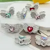 Aleación Doble Cara Ángel Corazón Alas Agujero Vertical Cuentas DIY Pulsera Alas de Ángel Cadena de Teléfono Accesorios para Bolígrafos