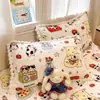 Funda de almohada individual con borde de pompón de dibujos animados de terciopelo de leche para niños, estudiantes, dormitorio, funda individual de franela para almohada de invierno