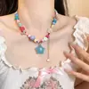 Colar Dopamina doce colorido arco-íris corrente clavícula 2023 novo popular personalizado com contas amor doce legal garota quente