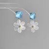 Pendientes de Flor de Azúcar Cubo Estilo Resort de Playa Azul de Verano para Mujer, Pendientes de Temperamento Únicos y Hermosos, Pendientes de Pétalo, Pendientes