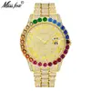 Comercio exterior nuevo personalidad europea y americana hip hop diamante esfera grande calendario reloj de hombre impermeable gradiente arcoíris Diamante
