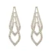 Joyería de comercio exterior aretes brillantes de diamantes completos cadena de doble garra strass aretes para discoteca fabricantes venta al por mayor aretes E804