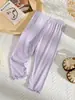 Pantalones Capri de Modal para Niñas Verano Finos Leggings Infantiles Seda de Hielo Clase A Pantalones 7/8 Pantalones Cortos para Niños Pequeños Blanco