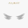 Pendientes de plata s925 con líneas geométricas para mujer, estilo coreano, sencillos, ligeros, de lujo, con diamantes, estilo Hong Kong, elegantes joyas para las orejas de celebridades de Internet.