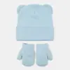 Amazon Novo Boné de Lã Tricô com Orelhas de Urso Fofo Conjunto de Chapéu e Luvas Quentes Outono Inverno Feminino