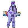 Profissional Infantil Exterior Refletivo Destaque Roxo Claro Orelha de Coelho Corta-vento Quente Roupa de Esqui Moda Com Capuz Impermeável Respirável