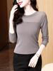 Otoño 2024 Nuevo Sencillo Combinable Camiseta Adelgazante Manga Larga Top Estiloso Camisa Pequeña Jersey Camiseta Base de Malla Moderna