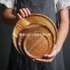 Bandeja de Madera Estilo Japonés Transfronteriza para Uso Doméstico, Plato Rectangular de Madera de Acacia para Frutas, Bandeja de Madera para Filete, Plato de Cena Vintage, Plato Redondo de Madera