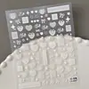 Adesivos de Unha Coração de Renda Branca Transfronteiriços Borda de Renda 3D Coração Adesivos de Unha DIY Em relevo Estilo Ca