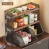 Estante de Almacenamiento de Escritorio, Estilo Deslizante, Estante de Almacenamiento de Encimera de Cocina Estilo Vintage, Gabinete de Almacenamiento de Bocadillos, Portavasos de Agua, Superventas Transfronterizo