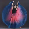 Saia de Dança Chinesa Swing 2025 Tencel Dança Clássica Fenda Traje de Performance Reversível Estilo Antigo Meio Comprimento Elegante