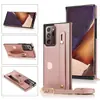 Comercio Exterior Adecuado para Samsung S24U Correa de Muñeca Cruzada para Mujer Estuche de Cuero iPhone16 Porta Tarjetas Estuche para Teléfono Móvil Resistente a Caídas