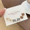 Pendientes de Cabeza de Gato Lindos de Resina de Dibujos Animados para Mujer con Aguja de Plata Diseño Pequeño y Exquisito Pendientes Versátiles para Estudiantes