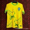 Venta al por mayor transfronteriza de camisetas de fútbol de edición especial brasileña, uniformes de entrenamiento de estilo antiguo (local y visitante), ropa deportiva transpirable de manga corta para verano