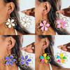 Collar Gargantilla de Metal con Goteo de Aceite Transfronterizo Europeo y Americano para Mujer, Collar de Lujo Ligero de Gama Alta, Juego de Pendientes de Flor, Joyería Simple de Nicho