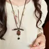 Collar con Colgante de Oso Estrella de Cuentas de Madera Diseño Creativo de Dibujos Animados Cadena para Suéter Moda Simple Versátil