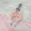 Broche de peito com laço de fita rosa com corrente Suprimentos femininos Ferramentas divertidas SM Sedução Clipe Yin Mamilo Plug anal