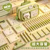 Gato Lindo con Tenedor Estuche Verde de 13 Capas Set de Papelería Premio de Jardín de Infancia Regalo de Regreso a Clases para Escuela Primaria