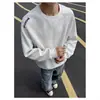 Moletom Americano Masculino Cleanfit Estéreo Alfaiataria Nova Coleção Primavera & Outono 2025 Pesado Desconstruído Solto Gola Redonda Camiseta