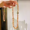 Collar de cadena para clavícula de piedra solar natural de alta calidad de 10 mm, piedra lunar naranja