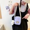 Color Sólido oso linda chica lona hombro bandolera pequeño bolso cuadrado monedero para teléfono móvil lindo moda bandolera bolso pequeño