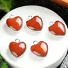 Piedra Natural Amatista Lapislázuli Lapislázuli 15 mm Colgante Borde de Amor Collar de Bricolaje Pendientes Accesorios de Joyería en Forma de Corazón