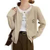 Jaqueta Cardigan de Tricô Macia e Versátil para Mulheres Nova Coleção Primavera & Outono 2024 Suéter de Manga Longa Peça de Cima Solta e Estilosa