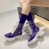 Botas Totalmente Transparentes Novas de 2025 com Solado Grosso de Cristal Cadarço Botas Curtas Moda Exportação Tamanho Grande Sapatos Tendência Transfronteiriços