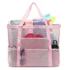 Bolsa de praia grande em tela com bolso com zíper, ideal para viagens, casa, piscina, brinquedos e para lavar roupas.