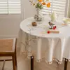 Mantel de Lujo Ligero Estilo Retro Francés Tela de Algodón y Lino Rectangular Mesa de Comedor Mesa Redonda Mesa de Café Tela Protectora Mantel Tela para Mesa de Comedor Impermeable