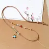Nuevo cordón de cuero encerado puro hecho a mano collar de jade Hetian de alta gama exquisito para mujer cadena para la clavícula cadena fina para suéter