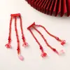 Ambiente festivo de vacaciones año nuevo borla roja cuentas de arroz pegatinas de tela flor para zapatos accesorios para el cabello clip de borde parche para zapatos bolsa ropa