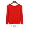 Camiseta Básica de Modal para Mujer Primavera y Otoño 2024, Camiseta de Manga Larga Talla Grande, Capa Interior para Mujer, Cuello Redondo, Top Fino Versátil