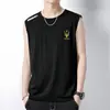 Chaleco de Hielo de Seda sin Mangas para Hombre para Fitness de Verano, Camiseta Holgada de Secado Rápido en Talla Grande para Correr, Baloncesto, Entrenamiento Deportivo, Camiseta sin Mangas de Moda