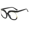Gafas de media montura con borde plano y claro, montura grande con borde cruzado, nueva tendencia europea y americana, montura redonda, gafas de metal, montura anti-luz azul