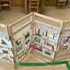 Expositor de Creación Ambiental para Jardín de Infantes Área de Arte Manualidad Tipo de Poste Único Ahorro de Espacio Móvil Pintura Estante Plegable de Madera Maciza