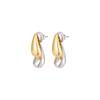 Pendientes con personalidad de gota de agua de dos colores, estilo europeo y americano, con textura de costura de metal, pendientes transfronterizos al por mayor