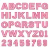 Patches de Tecido Bordados com Letras e Números em Inglês com Glitter Vermelho Rosa Qiansheng com Adesivo Termofusível para Decoração de Roupas e Acessórios de Bolsa