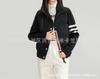 Chaqueta de Plumón Abrigo de Algodón para Mujer 2025 Invierno Nuevo Estilo Coreano Holgada Engrosada Patchwork Chaqueta de Tres Rayas con Cuello Alto