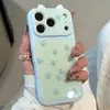 Funda de huella de pata a pantalla completa para Apple 17 Pro Max, funda acrílica con orejas de gato para 16/15, funda con ventana grande para niñas 14