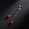 Pendientes Geométricos Largos Sencillos de Plata de Ley S925 para Mujer, Pendientes con Borlas Doble Uso Rojos, Aretes Festivos con Borlas
