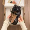 Bailarinas Cuadradas de Lunares Estilo Hada con Lazo, Zapatos Mary Jane con Correa Baja y Suela Plana para Mujer