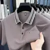 Nueva Camiseta de Manga Corta para Hombre de Verano con Bolsillos Reales, Estilo Papá, Camiseta de Manga Corta para Hombre de Punto Rayado para Negocios Casual