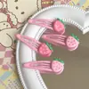 Lindo Pinza de Pelo Brillante de Fresa, Pasador Rosa Dulce para Niñas, Pinza para Flequillo de Estudiante, Accesorio para el Cabello Infantil, Pinza