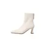 Botas elásticas de PU estilo coreano, botas de caimento justo para mulheres, nova coleção outono/inverno, bico quadrado, zíper traseiro, botins de salto alto, botinhas elásticas para mulheres